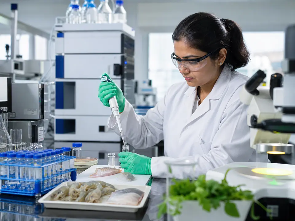 Technician preparing a sample for testing